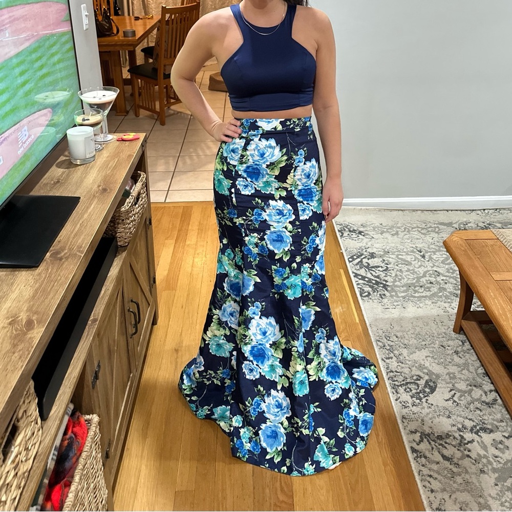 Floral two piece prom dress